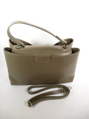 New Florence Leather Market grey smooth Italian leather handbag